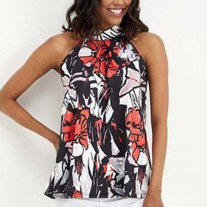 Black & Red Abstract Sleeveless Top   Size M